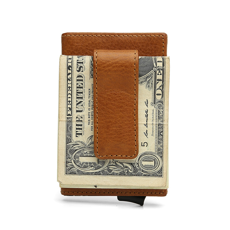 POP Up Card Case - Full Grain Italian Vegetable Tanned Leather (RFID Blocking)