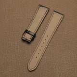 Waterproof French Haas Zermatt calfskin inner lining on custom handmade alligator leather watch strap 