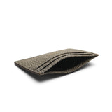 Card Case - Taupe with black tipping Pebble Pattern Top Grain Leather