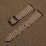French Haas Zermatt waterproof calfskin lining on custom dark brown Barenia leather watch strap   