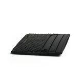 the edge detail for black python card holder
