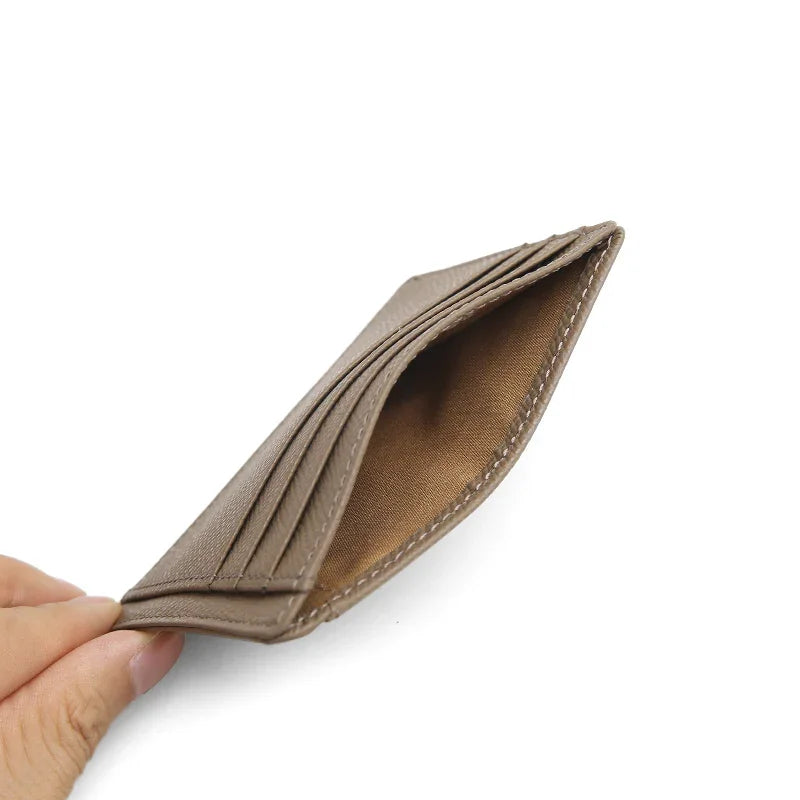 The detail of top pocket for the leather card holder
