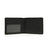 Black leather wallet open on a white background