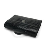 Black crocodile pattern leather business folios on a white background