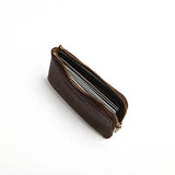 Brown wallet with a zipper on a white background