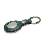close-up of the edge for the leather airtag keychain holder
