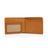 tan leather wallet open on a white background