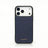 blue pebble leather iphone case with black edge