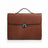 Brown Leather Tablet Briefcase with a silver clasp on a white background
