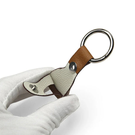 close-up of the inside look for the epsom leather airtag holder