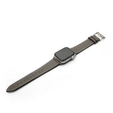 khaki grey leather apple watch strap