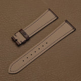 French Haas Zermatt waterproof calfskin lining on custom dark brown Italian veg-tan leather watch strap   