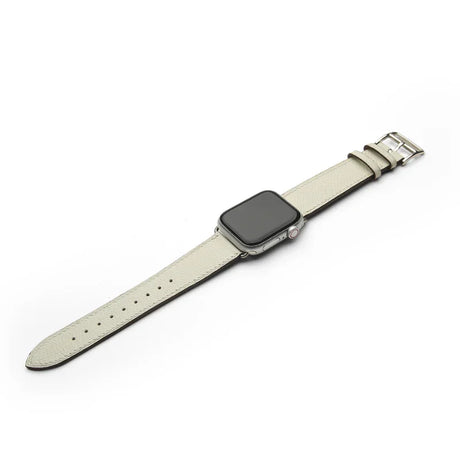 white epsom leather apple watch strap