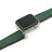 Smartwatch with a green lizard skin leather watch strap on a white background