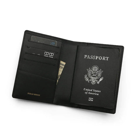 interior view showing the boarding pass and credit card slots, and passport pocket