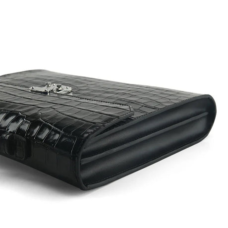 the close-up oil edge for this crocodile pattern leather business folios