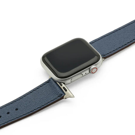 Smartwatch with a blue leather strap on a white background