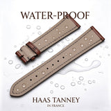 Water resistance droplet test on Haas Zermatt lining with Italian Ausonia leather watch band