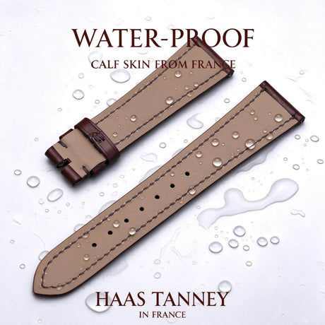 Water resistance droplet test on Haas Zermatt lining with Badalassi Minerva Liscio leather watch strap