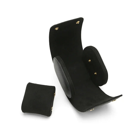 The inside view for the caviar pattern leather watch roll case, one cushion 