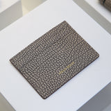 Card Case - Taupe with black tipping Pebble Pattern Top Grain Leather