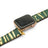 Smartwatch with a green and gold foil stamping lizard skin watch strap on a white background