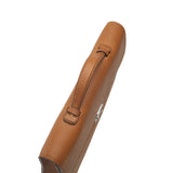 close-up of the top handle for the brown leather tablet briefcases