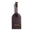 coffee brown leather luggage tag with a gold buckle on a white background