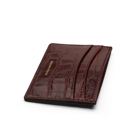 Burgundy Luxury Finishing Card Holder with Brand Name HIRAM BERON foil stamping on it