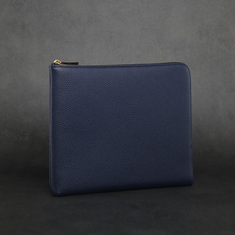 Zipper Clutch Bag - Top Grain Pebble Pattern Cow Leather from China