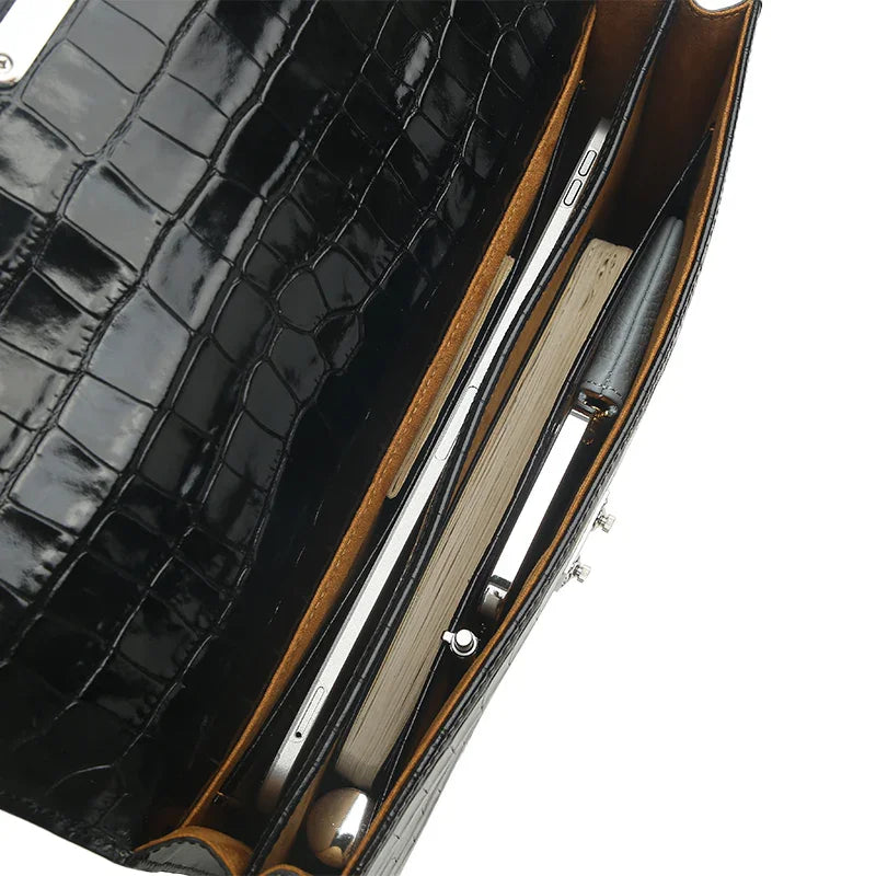 the inside look of the black crocodile pattern leather business folios
