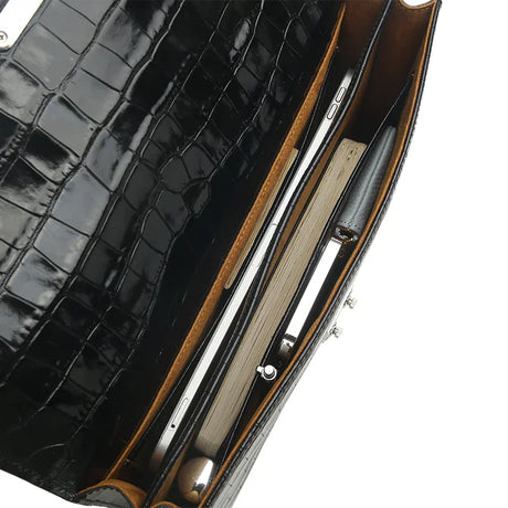 the inside look of the black crocodile pattern leather business folios