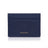 Navy blue lizard pattern leather cardholder on a white background