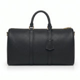 black pebble leather weekender bag