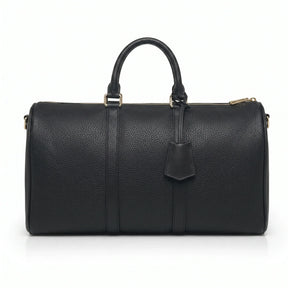 black pebble leather weekender bag