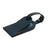navy blue leather luggage tag with white background