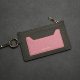 Card Holder with Strap - Top Grain Pebble Pattern Cow Leather