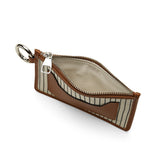 Card Case with Strap - Tan Top Grain Calfskin and Striped Canvas
