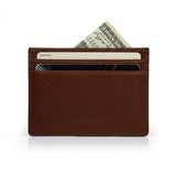 Dark Brown full grain leather card case with white background