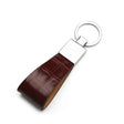 Burugndy Loop-Style Crocodile Pattern Calfskin key fob with a white background