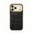 Luxury black crocodile texture leather iPhone case with gold camera trim, premium phone protection
