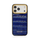 Blue Italian iphone 17 pro case with white background