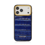 Blue Italian iphone 17 pro case with white background