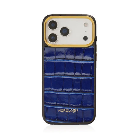 Blue Italian iphone 17 pro case with white background