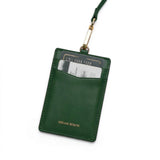 green vegetable tanned leather ID card badge