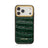 Green Italian Calfskin embossed crocodile pattern iphone 17 pro case with white background
