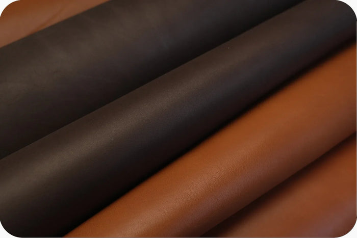 Authentic France calfskin saddle leather,haas tannery Barenia for high-end bespoke leather goods - Hiram Beron Boutique Leather Sourcing since 2012.