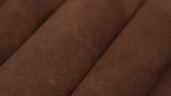 High-grade Chinese suede cowhide, offering a cost-effective yet premium finish for tech accessories and lining - Hiram Beron Boutique Leather Sourcing