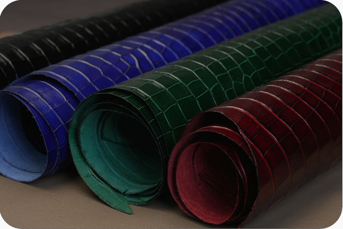 Premium Italian calfskin with crocodile pattern,offering a luxury exotic aesthetic, ideal for phone case,wallets,card holder,notebook cover,other small leather goods-Hiram Beron Boutique Leather Sourcing