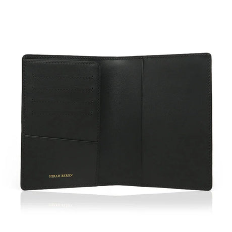 Full view of passport wallet case inside look for branded dropshiping, HIRAM BERON leather goods manufacturer.